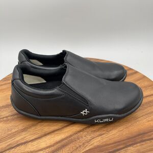 Kuru Kivi Shoes Womens 8.5 Black Leather Casual Slip On Comfort Walking Sneakers